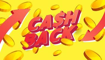 Realistic gold coins explosion. Cash back banner template. vector