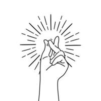 Finger snap. Snap gesture outline isolated on white background. vector