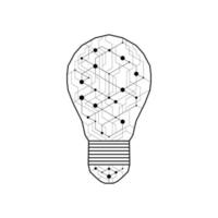 Dot circuit board light bulb simple design. Artificial intelligence concept. vector