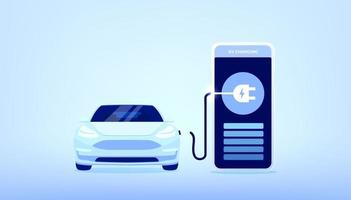 Electric Vehicle Smart app. EV charger station application on mobile phone.