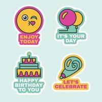 Set of Stickers Birthday Party Event, Cute Labels vector