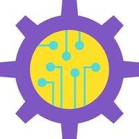 Design Stylish Colorful Gear with Microchip Icon vector