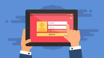 Web Template of Tablet Login Form vector