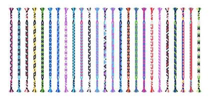 Colorful handmade friendship bracelets set of threads or beads. Macrame normal pattern tutorial. vector