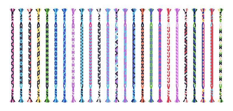 Colorful handmade friendship bracelets set of threads or beads. Macrame normal pattern tutorial.