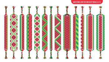 Watermelon fruit handmade friendship bracelets set of threads or beads. Macrame normal pattern tutorial.
