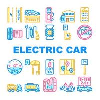 conjunto de iconos de colección de vehículos de coche eléctrico vector