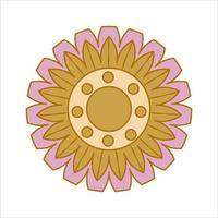 Boho groovy flower isolated on white background. Retro flower for pastel hippie design. Vector illustration.