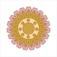 Boho groovy flower isolated on white background. Retro flower for pastel hippie design. Vector illustration.