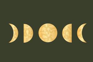 Moon phases for pagan sacred astrology. Celestial complete cycle of moons. Vector illustration