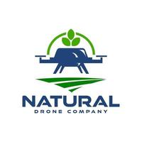 ilustración de un dron con forma de hoja en la parte superior. logotipo para empresa de tecnología de drones. vector