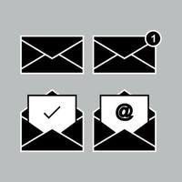 Black envelope icon set. Sign of envelope illustration design. Flat design in eps10. editable vector. Basic element graphic resources vector