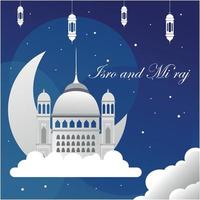 Isra Mi'raj Blue background. Mosque editable background. Basic element graphic resource. EPS 10 vector