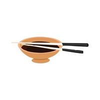 A bowl of Japanese soy sauce with chopsticks on it. BBQ meat marinade symbol. Basic elements graphic resources. can be edited with eps 10 format vector