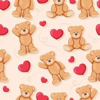 Teddy Bear with Heart Seamless Pattern vector