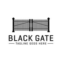 black gate illustration logo design vector