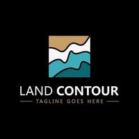 land contour illustration logo design vector