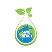 Energy saving eco technology nature concept. think green ecology and save energy creative idea concept. environmentally friendly planet. vector design