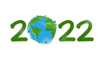 New Year 2022 for Ecology concept with green on earth. world environment and sustainable development concept. save our planet. vector design