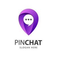 pin chat, plantilla de logotipo de chat de ubicación vector