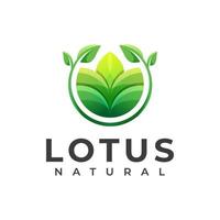 Green natural lotus logo, medical herbal, cosmetic, spa logo template vector