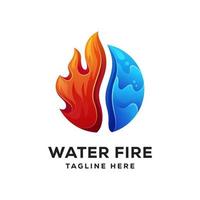 combinación de logo de fuego de agua vector