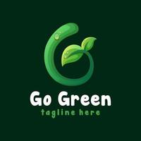 go green leaf logo template vector