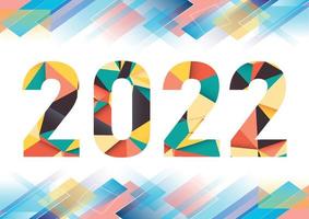 Abstract polygonal numbers for New Year 2022 with texture. Modern futuristic template for 2022 isolated on white background. Vector illustration.