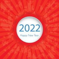 Happy new year 2022 with white circle for text. The art of paper cut. Vector illustration.