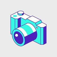 Digital mirrorless camera isometric vector icon illustration