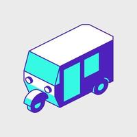 ilustración de icono de vector isométrico de auto rickshaw