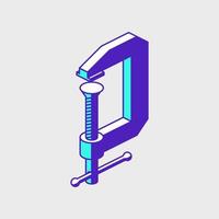 G clamp isometric vector icon illustration