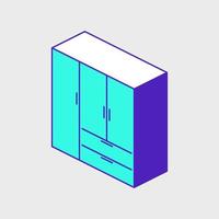 Wardrobe closet cabinet isometric vector icon illustration