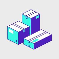 Three boxes in different sizes isometric vector icon illustration