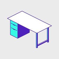 Office work desk isometric vector icon illustration