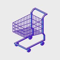 ilustración de icono de vector isométrico de carrito de compras vacío