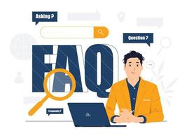 vector concept illustration of Frequently asked question or faq concept with online question and answer flat cartoon style