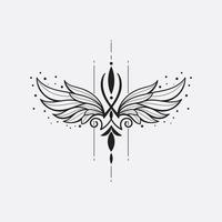 outlines art  bird wings with geometric lines Vector