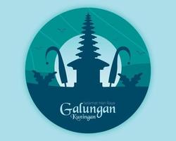 Happy Galungan Kuningan Flat Template vector