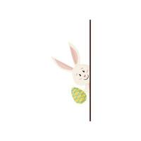 Bunny hiding. Smile Rabbit peeks out and Holding Egg vector