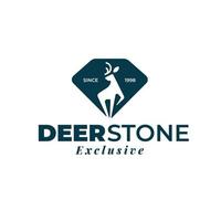 luxury deer silhouette on diamond gemstone logo. Great for jewelry and fashion business vector