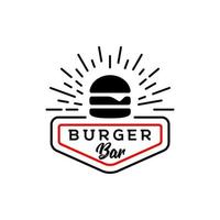 logotipo de vector de hamburguesa o hamburguesa, logotipo de comida rápida, restaurante o bar