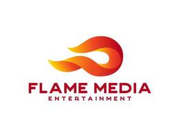 abstract burning fire flame media logo vector