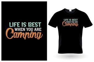 Camping typography t shirt design template vector