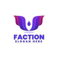 Faction abstract logo, gradient colorfull style vector