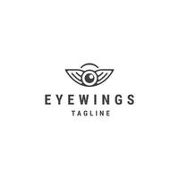 Eye wings line logo icon design template vector