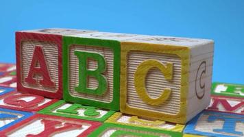 ABC alphabet block on surface. video