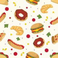 Junk Food Seamless Pattern Background vector