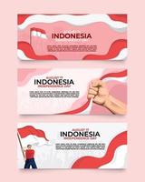 conjunto de banners del día de la independencia de indonesia vector