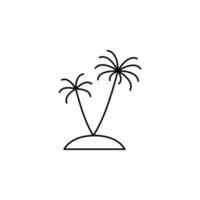 palma, coco, árbol, isla, playa delgada línea icono vector ilustración logotipo plantilla. adecuado para muchos propósitos.